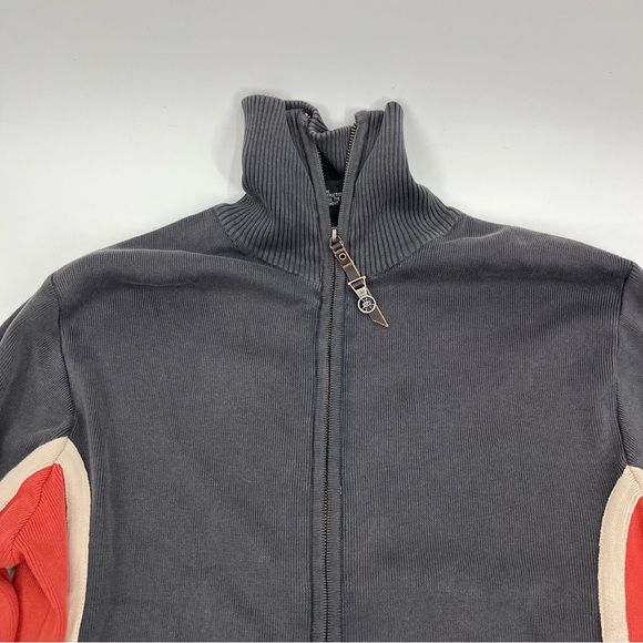 Diesel Jumper Mens XXL Grey Orange Sweater Full Zip Mock Neck Space Travelers - Picture 2 of 9